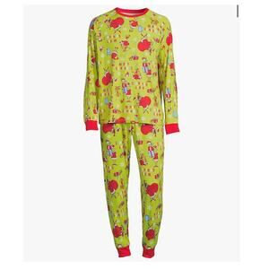 Dr. Seuss Men’s M (38–40) Merry Grinchmas Matching Pajama Set Knit · Green Red
